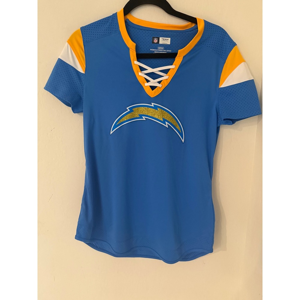 Women's NFL Team Apparel Los Angeles Chargers Lace Up Jersey Top Size S NWOT